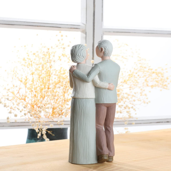 Carracci Liebevolles älteres Paar Figuren, Hochzeitstag Statuen für Heimdekoration, geformte handgem