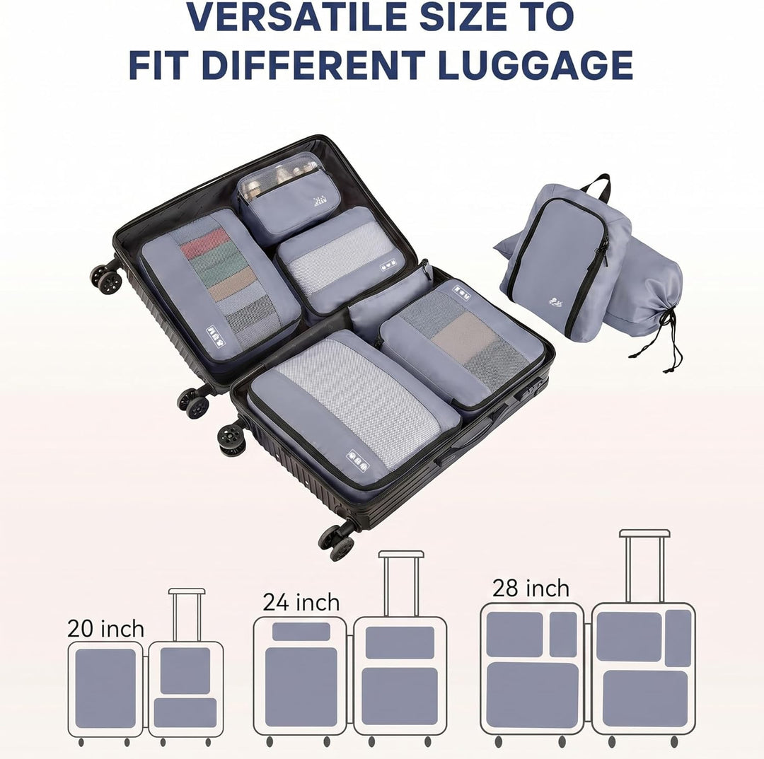 MURISE Koffer Organizer 8 Stück, Packing Cubes für Urlaub und Reisen, Packwürfel Packtaschen für Kof