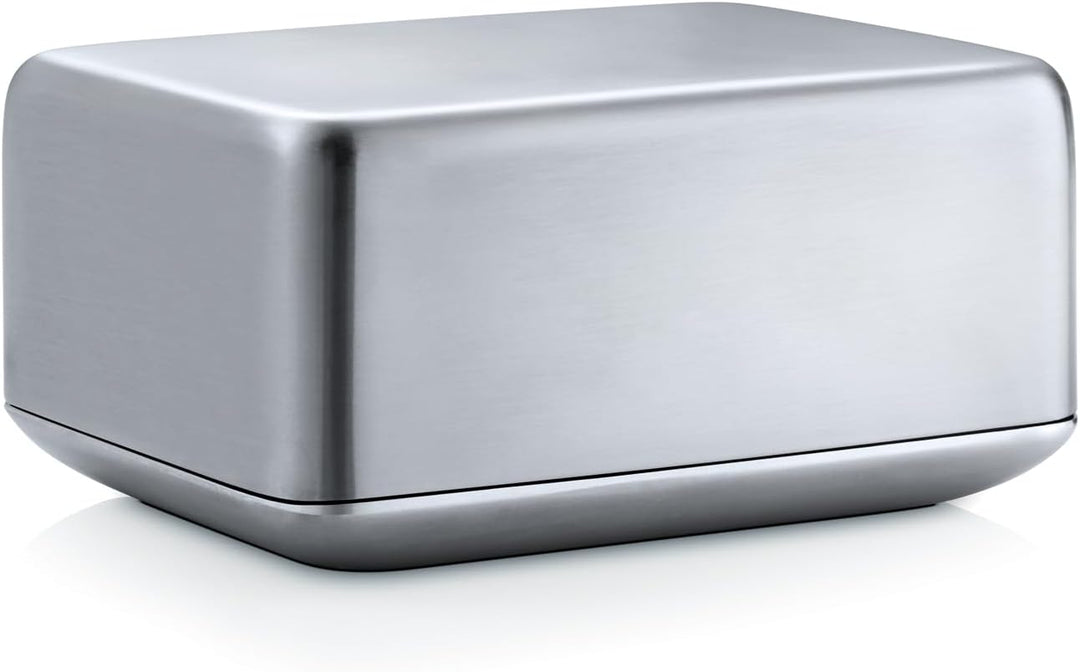 blomus -BASIC Butterdose - Edelstahl matt, Grösse M: Elegante Aufbewahrung für frische Butter ((H 6