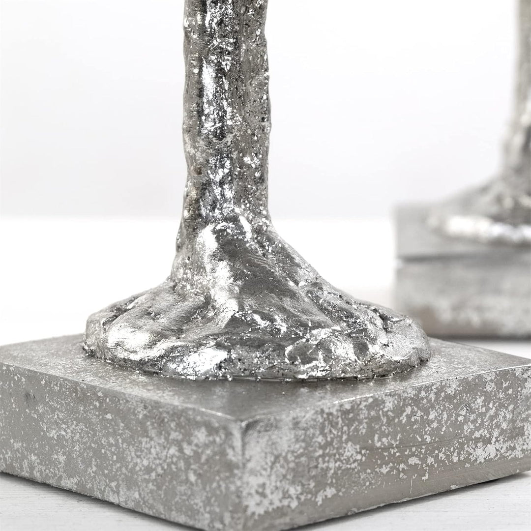 DESIGN DELIGHTS Moderne SKULPTUR Millenium | Mann & Frau, 2-teilig, Poly Kunststein, Silber 59 cm |