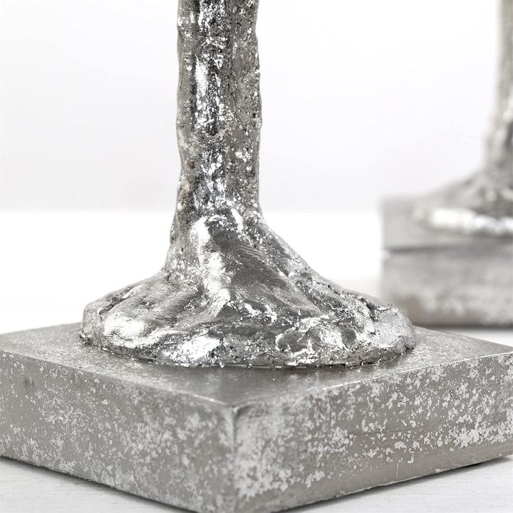 DESIGN DELIGHTS Moderne SKULPTUR Millenium | Mann & Frau, 2-teilig, Poly Kunststein, Silber 59 cm |