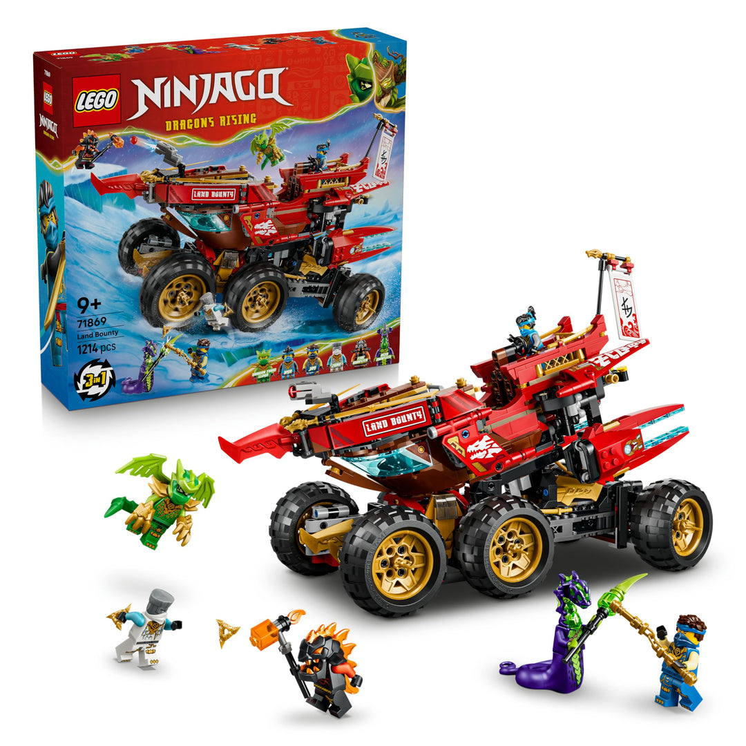 LEGO NINJAGO Wüstensegler - 3-in-1 Ninja-Spielset, umwandelbar in fliegendes Boot, Auto & Motorrad -