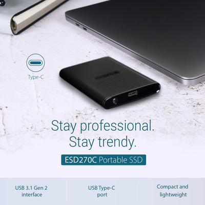 Transcend 1TB USB 3.1 Gen 2 USB Typ-C ESD270C Portable SSD Solid State Drive TS1TESD270C, 1TB