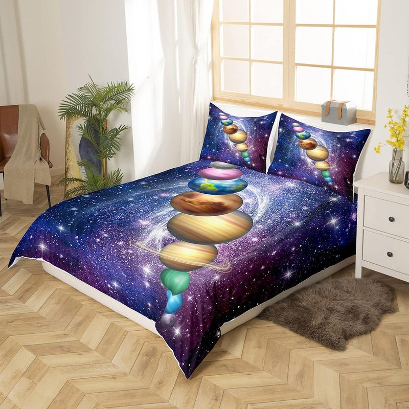Loussiesd Galaxis Bettw?sche Weltraum Themen Bettbezug für Kinder Teens Universum Planet Sternenhimm