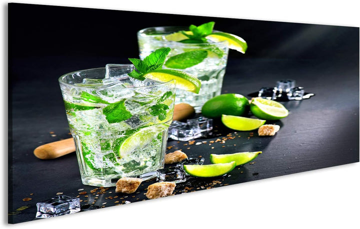 islandburner Bild Bilder auf Leinwand Mojito-Cocktail auf einem Tisch. Sommercocktail mit Rum, Kalk,
