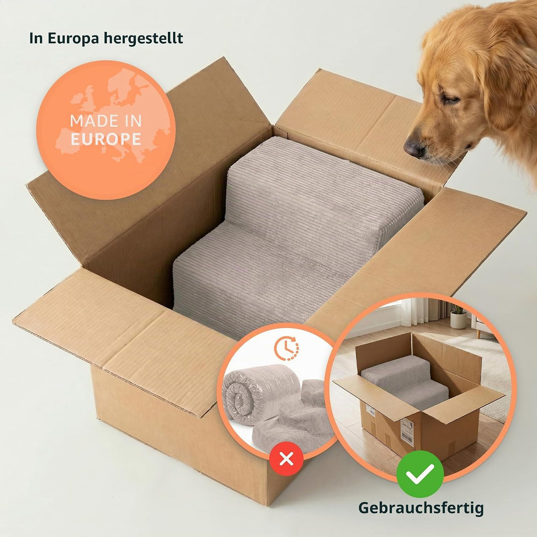 murando Hundetreppe für kleine Hunde mit 3 Stufen – Haustiertreppe, 30 cm hoch, für Bett und Sofa –