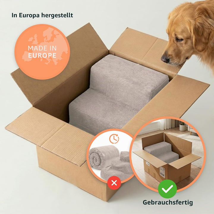 murando Hundetreppe für kleine Hunde mit 3 Stufen – Haustiertreppe, 30 cm hoch, für Bett und Sofa –
