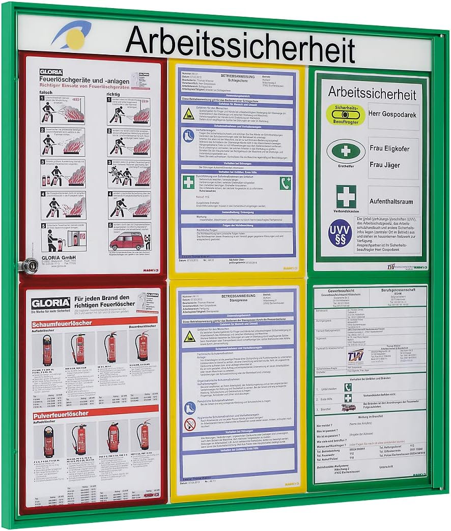 Certeo kaiserkraft | Schaukasten für innen | für Format 1 x DIN A4 | Rahmen gelb