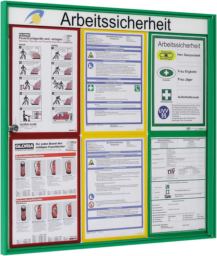 Certeo kaiserkraft | Schaukasten für innen | für Format 1 x DIN A4 | Rahmen gelb