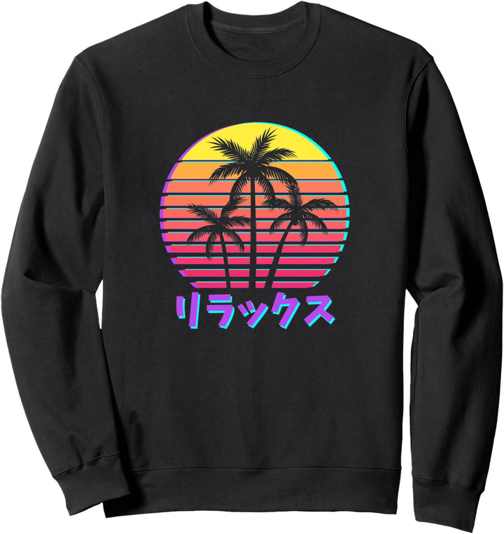 Vaporwave Aesthetic Fashion Palmen Sonnenuntergang Geschenk Sweatshirt
