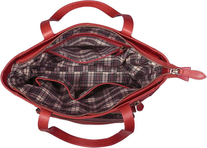 Benthill Schultertasche Damen Echt Leder | Shopper aus echtem Rindsleder | Vintage Handtasche mit vi