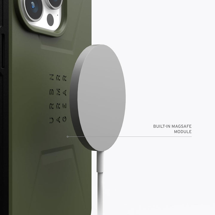 URBAN ARMOR GEAR Civilian Case kompatibel mit Apple iPhone 15 Pro Max Hülle [Wireless Charging/Magne