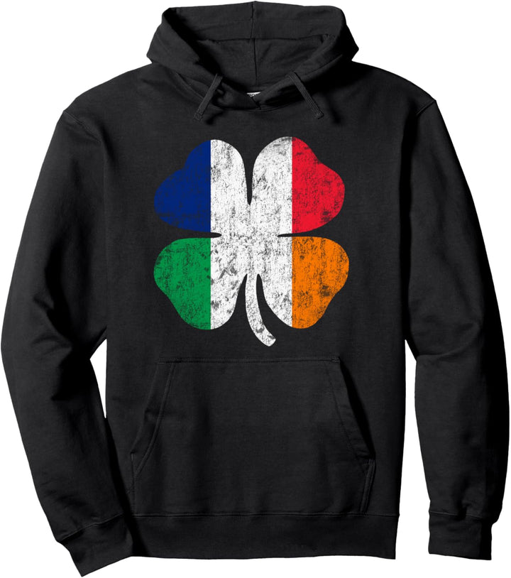 Irish French Flag Ireland France Shamrock St Patricks Day Pullover Hoodie