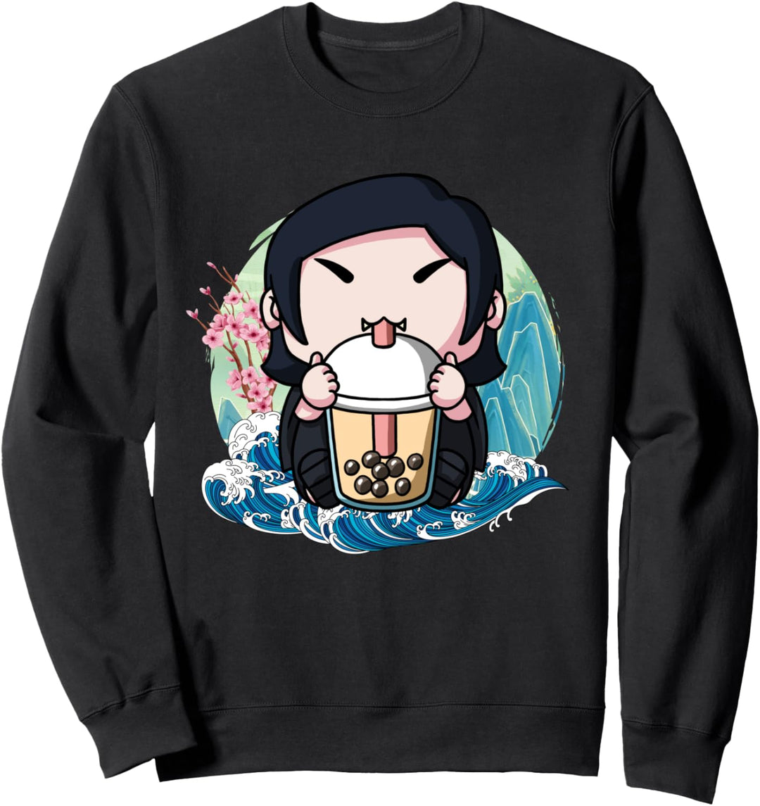Boba Tea Halloween Vampir Great Wave Kanagawa Sweatshirt