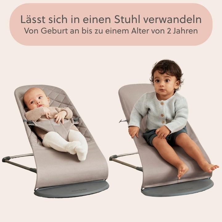 BabyBjörn Babywippe Bliss, Gewebt, Klassische Steppung, Sandgrau Sandgrau Gewebt, Klassische Steppun