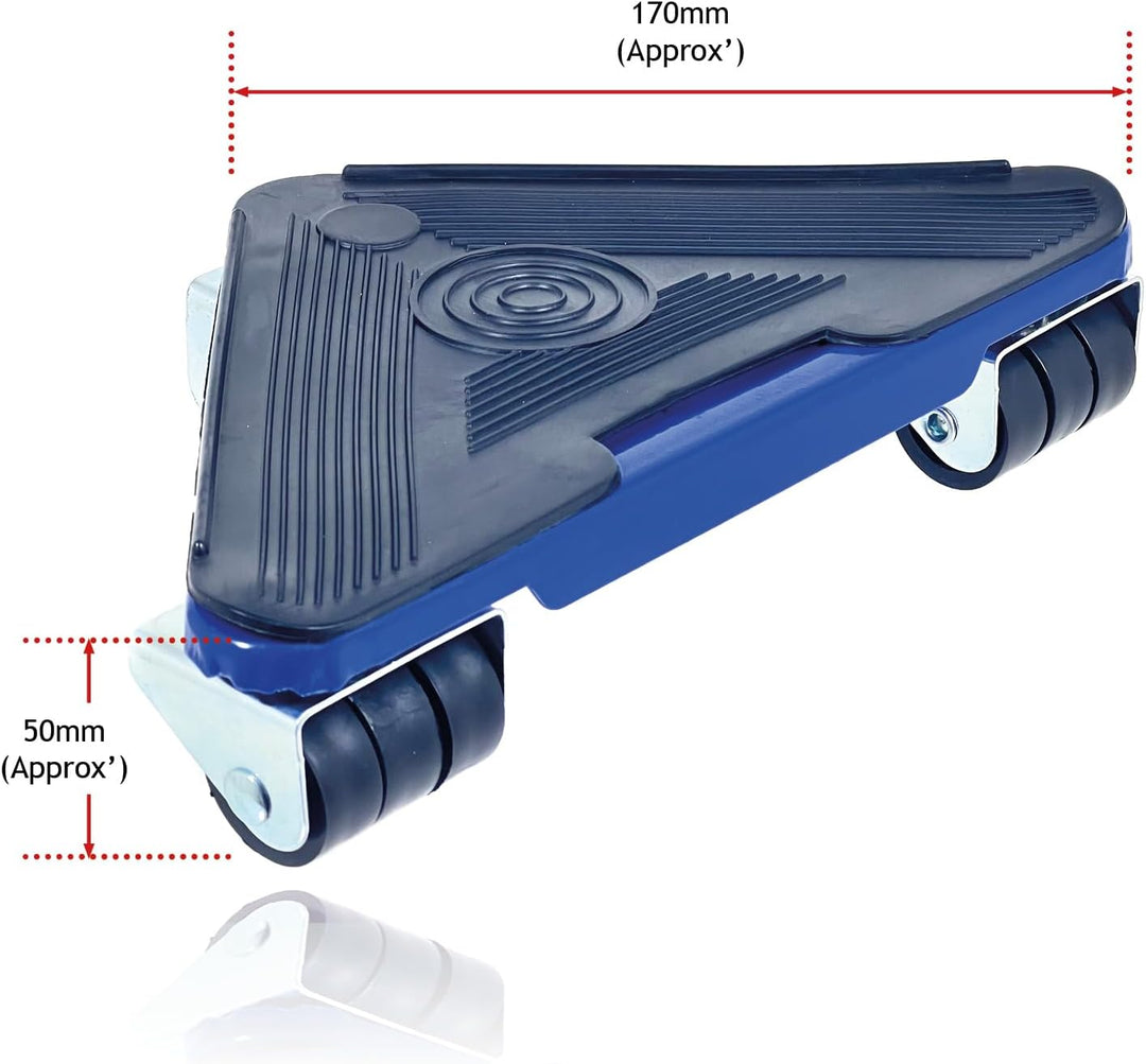 SPARES2GO Rollen-Heberäder für Kühl-/Gefrierschrank-Kühlschränke (4 x Rollen, 1 x Hebestange)