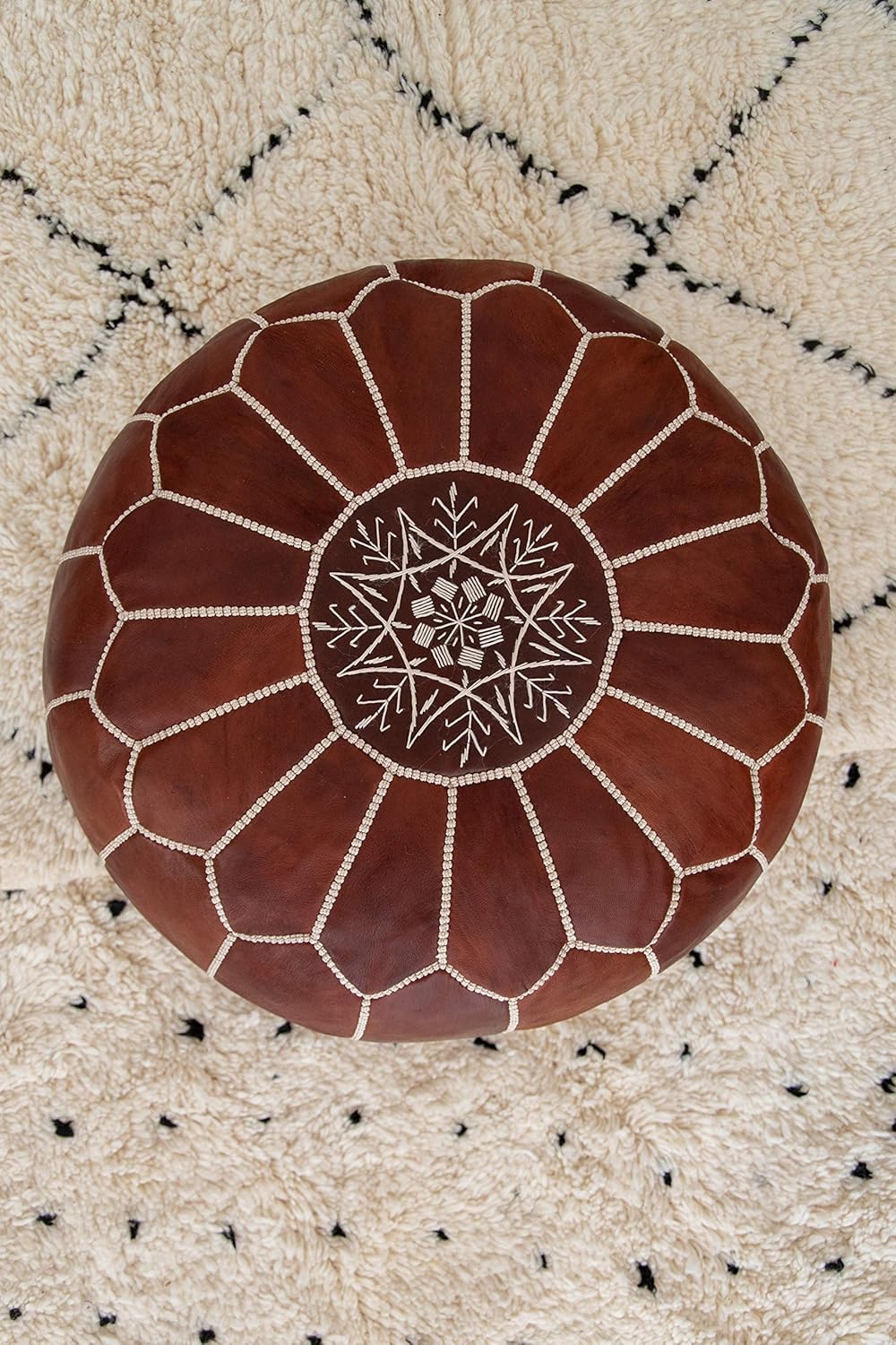 Poufs&Pillows Premium Echt Leder Pouf - Handgefertigt - Gefüllt geliefert - Ottoman, Sitzsack, Fussh