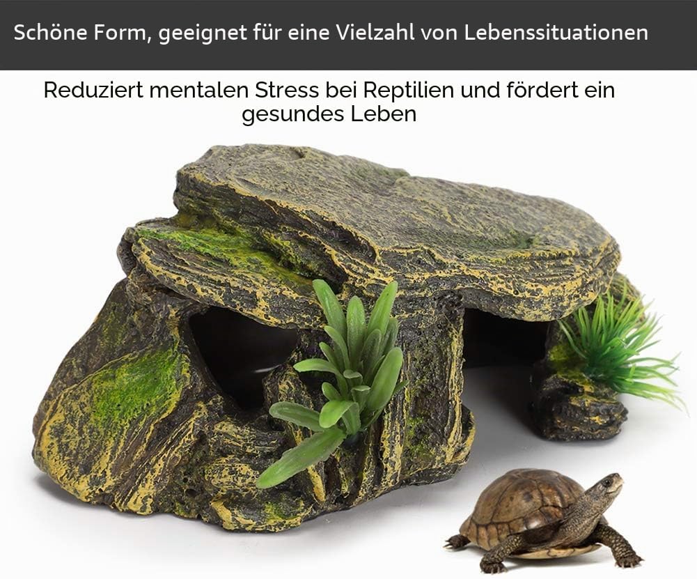Jeanoko Turtle Reptile Habitat Versteckhöhlen Aquarium Aquarium Amphibious Vivid Safe Shelters für T
