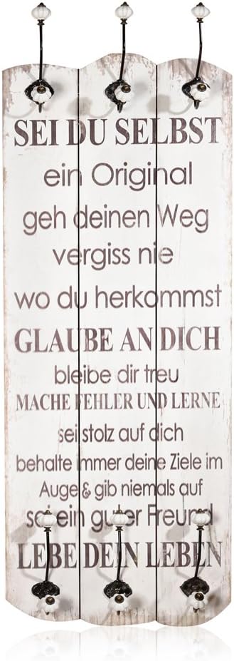 Melko Wandpaneel Garderobe Wand 100x40x3,5 cm mit 6 Jackenhaken Holz Garderobenpaneel Flurgarderobe