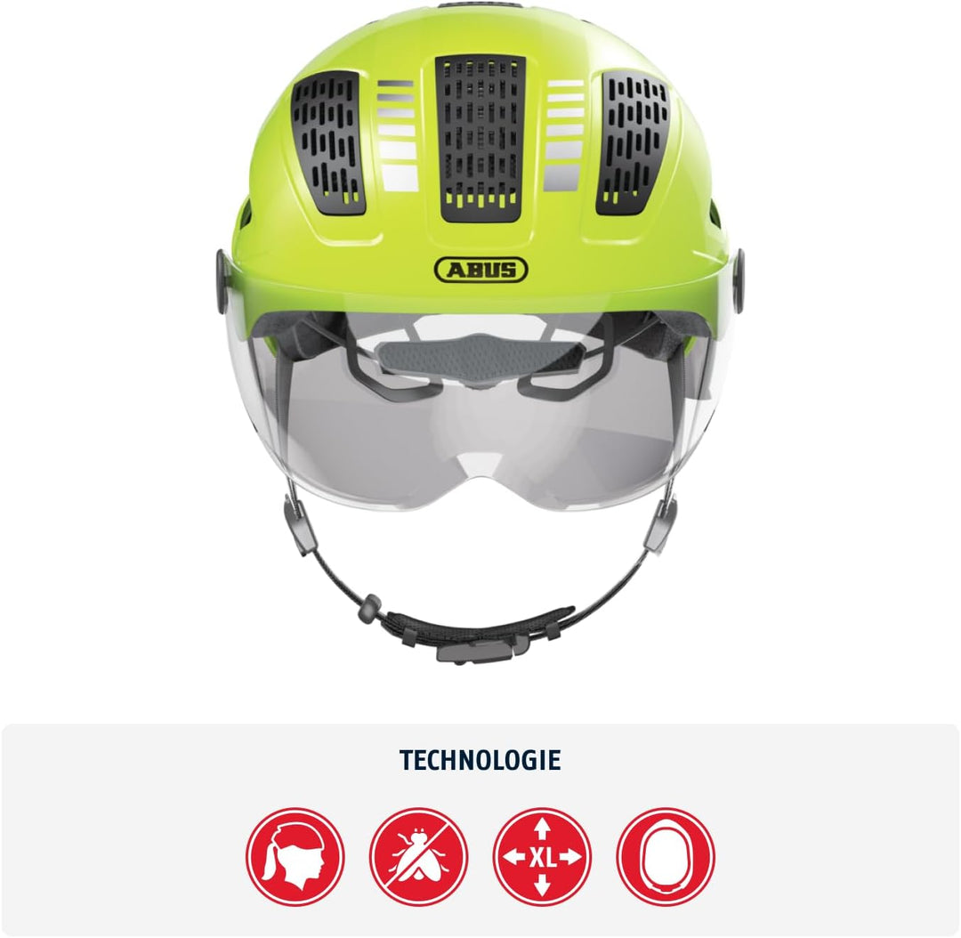 ABUS Stadthelm Hyban 2.0 ACE - Fahrradhelm mit Visier, Licht und ABS-Hartschale - für Damen und Herr
