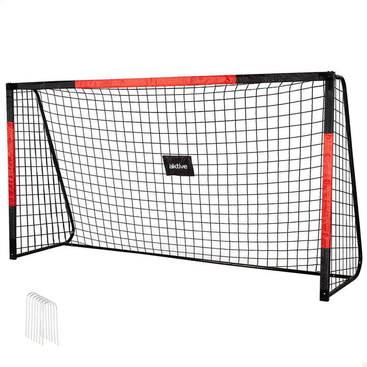 AKTIVE 54307 Fussballtor aus Stahl, Gestell abnehmbar, einfach zu montieren, 300 x 90 x 160 cm, mit