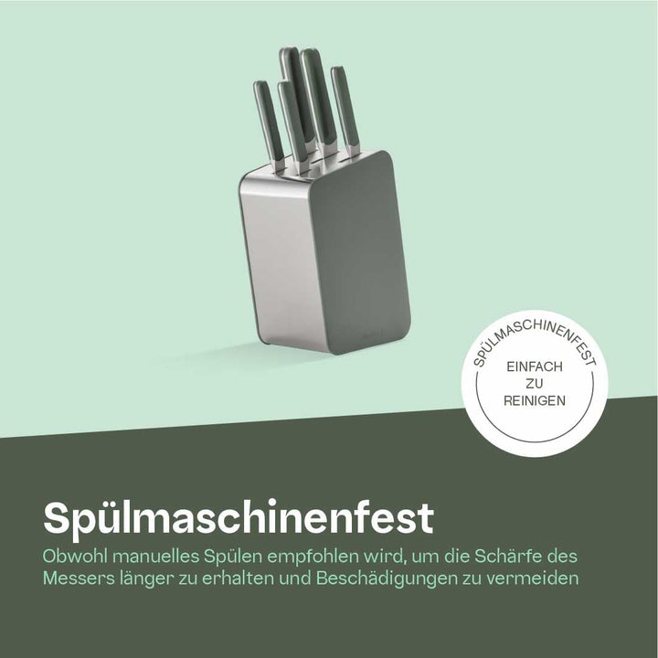 BergHOFF Home Messerblock mit Messer - 6-teilig Messerset mit Block - Küchenmesserset - Küchenmesser