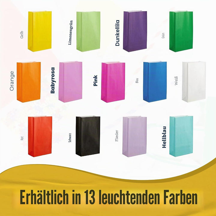 Thepaperbagstore 50 Rote Partytüten aus Papier – 14x24.5x7cm - Bunte Geschenktüten aus Papier für Ki