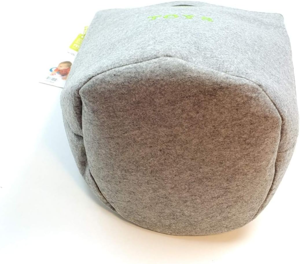 Spielzeugtasche - FELT - runde Speilzeugtasche grau/lime