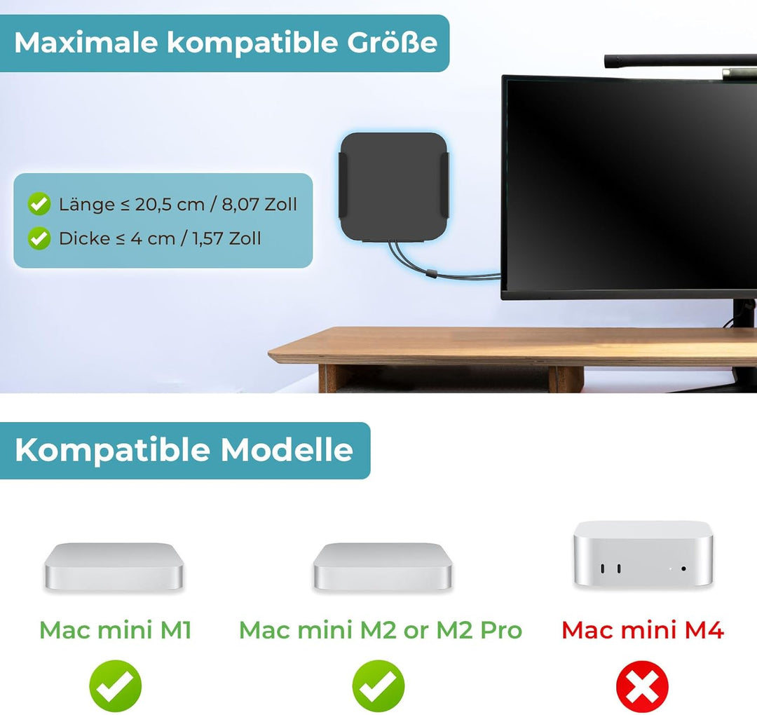 Metall Halterung Kompatibel mit Mac Mini M1, M2, M2 Pro Mini VESA/ Wand/ Untertisch Halterung für Ma