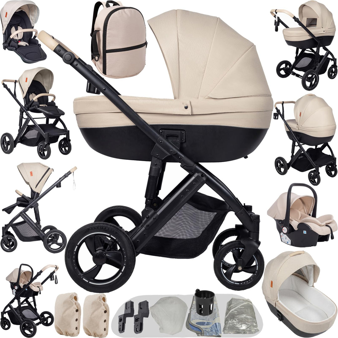 Kinderwagen 4 in 1, Buggy mit Umkehrbarem Zwei-Wege-Schub, Kinderwagen mit Faltbarem Tragbarem One-C