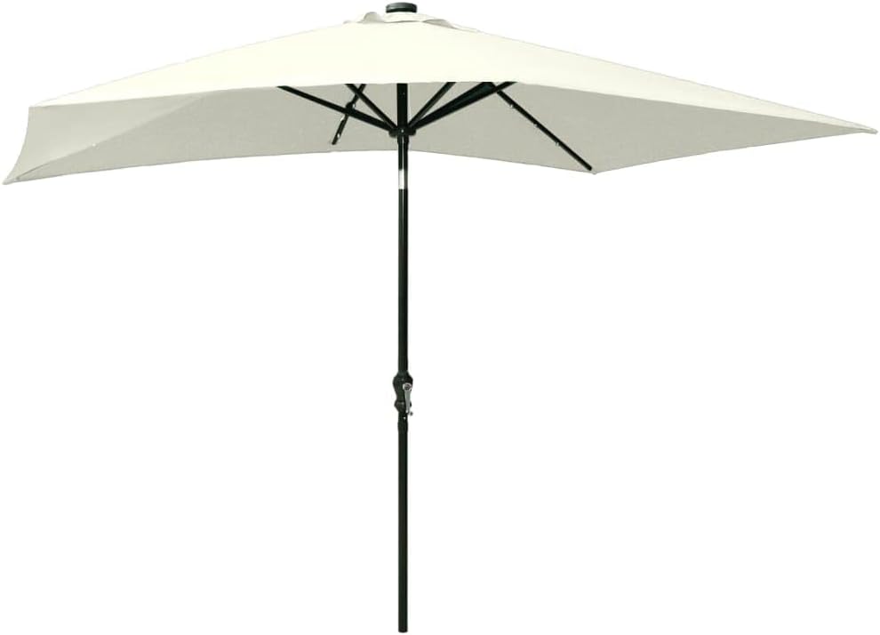 vidaXL Sonnenschirm mit LEDs Stahl-Mast Gartenschirm Marktschirm Strandschirm Schirm Sonnenschutz Ku