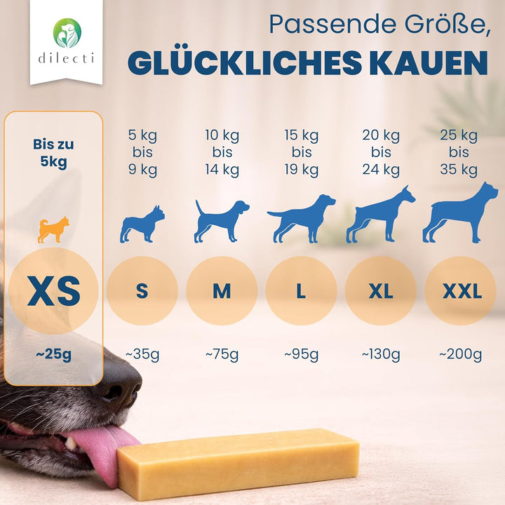Natürliche Käse Kauknochen für Hunde - Sehr Schmackhafte, Harte und Haltbare Natürliche Kauknochen W