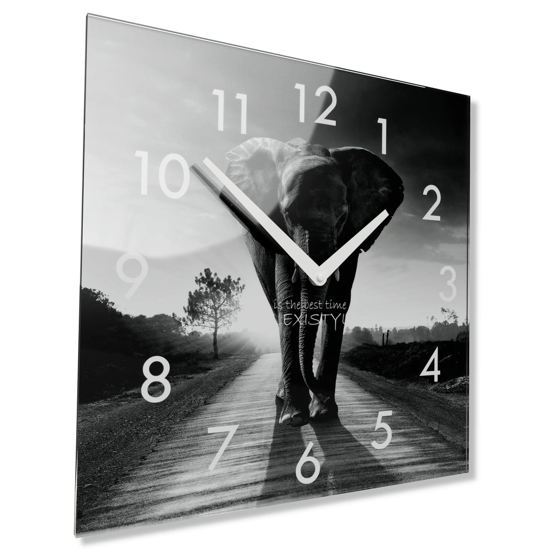 FLEXISTYLE Wanduhr Eckig Wohnzimmer 30 x 30 cm, aus Glas, mit Direktdruck modern ohne tickgeräusche
