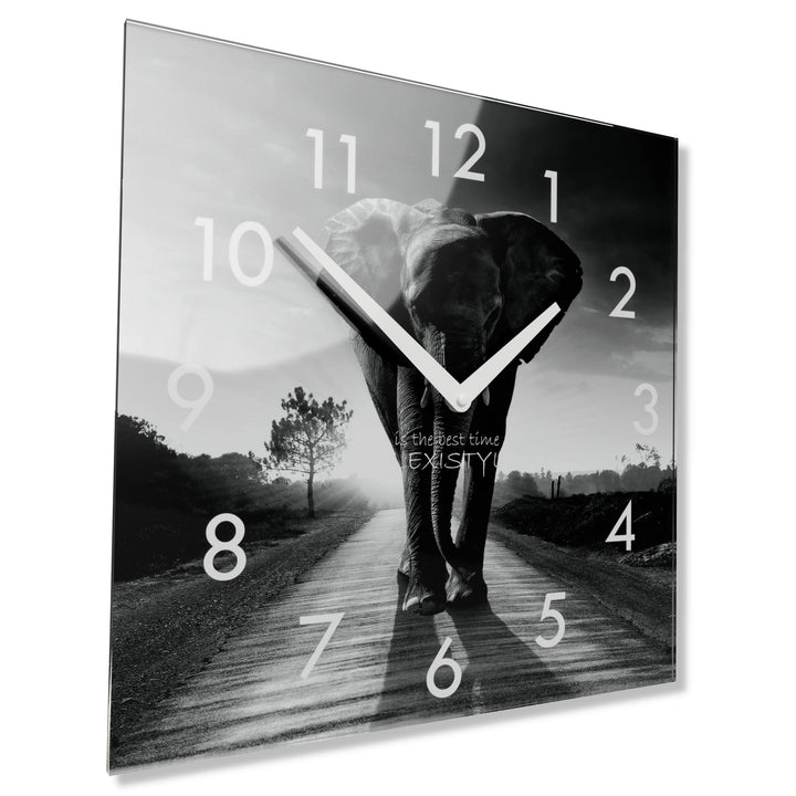 FLEXISTYLE Wanduhr Eckig Wohnzimmer 30 x 30 cm, aus Glas, mit Direktdruck modern ohne tickgeräusche