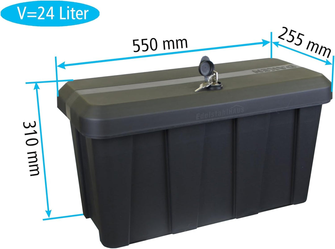 Deichselbox Daken Blackit Lite, Werkzeugkasten, Gurtkiste, Anhängerbox, Staukiste, Daken B24-2, Edel