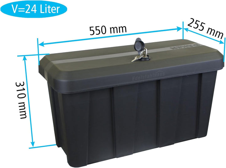 Deichselbox Daken Blackit Lite, Werkzeugkasten, Gurtkiste, Anhängerbox, Staukiste, Daken B24-2, Edel