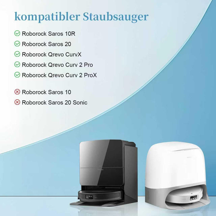 Zubehörset für Roborock Saros 10R/Saros 20/Qrevo CurvX/Curv 2 Pro/Curv 2 ProX Saugroboter, 2 Hauptbü