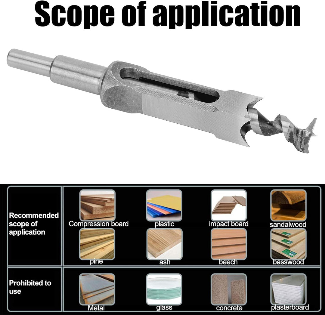 20mm Vierkantlochbohrer Holzbearbeitung Lager Stahl Holz Einsteckmeissel Lochbohrwerkzeug Bit Set