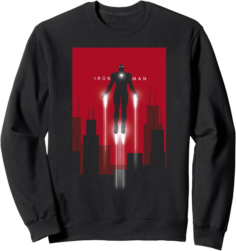 Marvel Iron Man Fly Up City Skyline Silhouette Sweatshirt