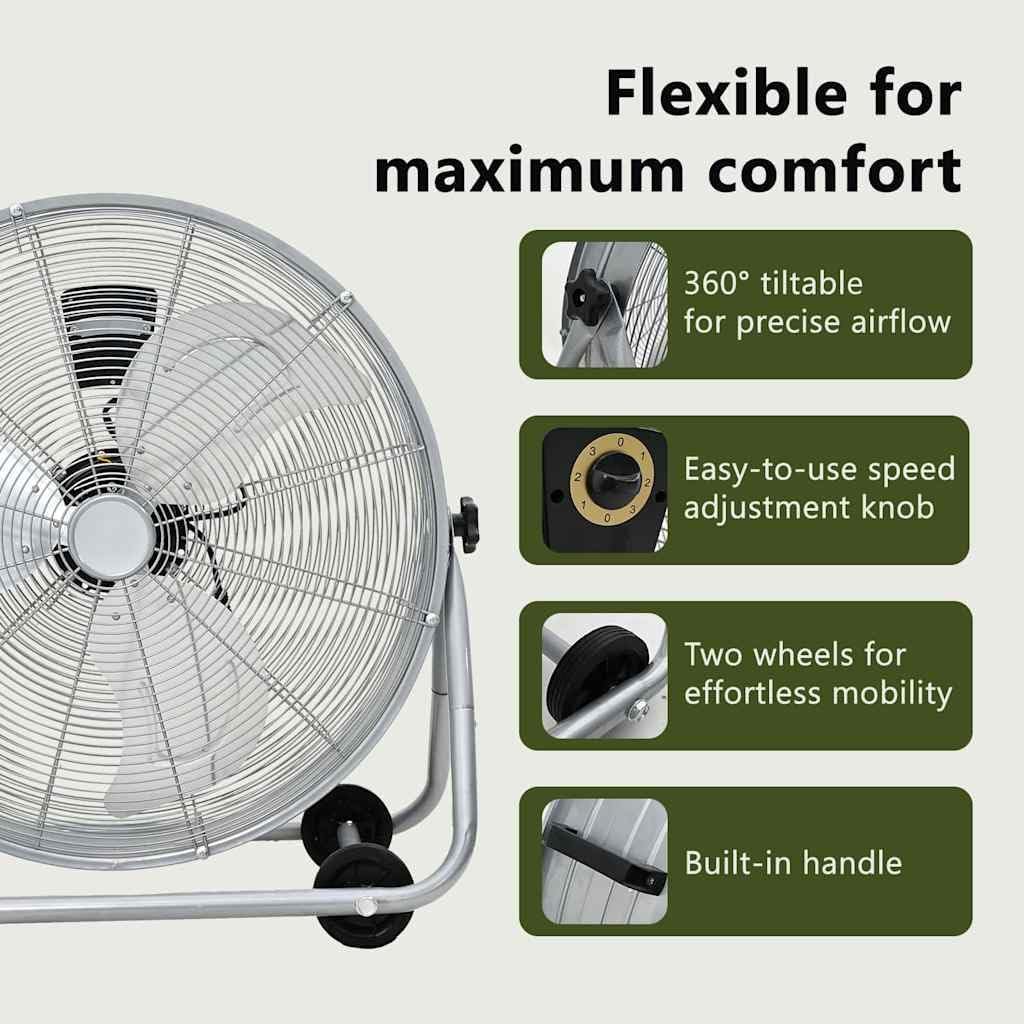 vidaXL Trommelventilator Mit Rad Silber 79 x 37 x 82 cm Aluminium, Robuster Aluminium-Ventilator, le