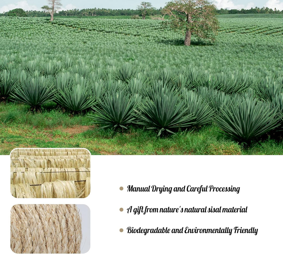 ilauke 60M Sisalseil für Kratzbaum 8mm, 100% Natur Sisal Seil mit Handschuhe, Weiss Hanfseil Sisal S