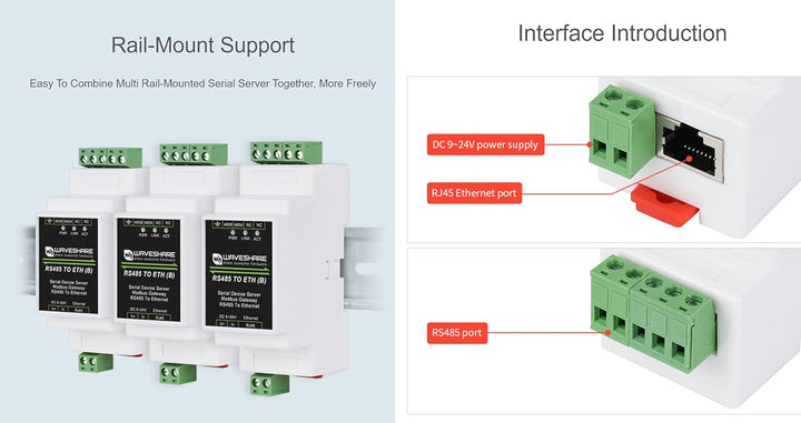 RS485 zu RJ45 Ethernet Konverter Industrieller Serieller Server TCP/IP zu Seriell Modul Unterstützt
