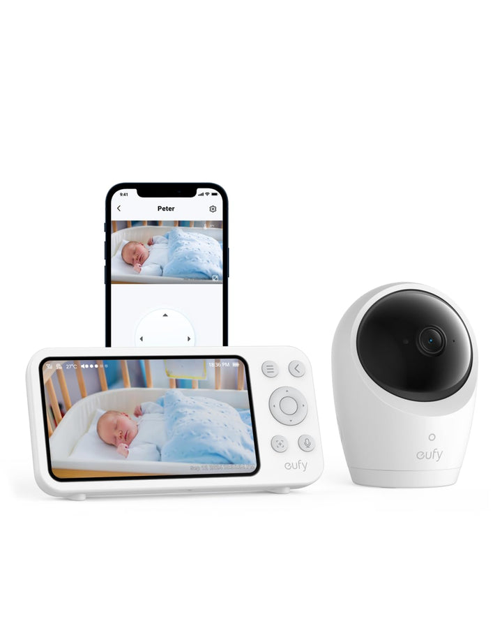 eufy Babyphone mit Kamera E20, App- & Offline-Steuerung, 2K HD, Ultraklare Nachtsicht, Schwenk-Neige