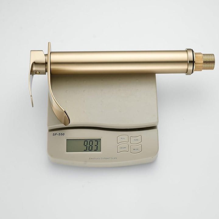Moderne Wasserfall Küchenarmatur, Hoch Auslauf in gebürstetem Gold, Messing-Körper mit 3/8" Anschlüs