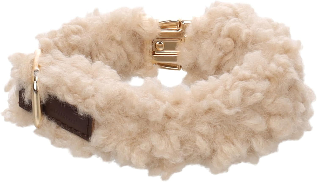 Halsband Hund - hundehalsband - Flamingo Pookie Fleece Beige S | 31-50cm x 20mm x 5mm, Beige S | 31-