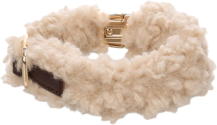 Halsband Hund - hundehalsband - Flamingo Pookie Fleece Beige S | 31-50cm x 20mm x 5mm, Beige S | 31-