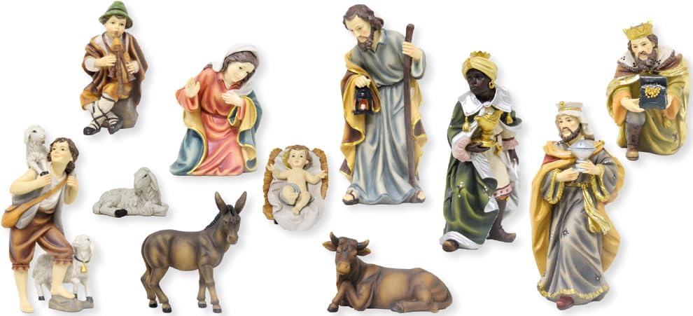 FADEDA 11x Mathias-Krippenfiguren/Höhe:7 cm/handbemalt/detailgetreue Krippen Figuren - Weihnachten T
