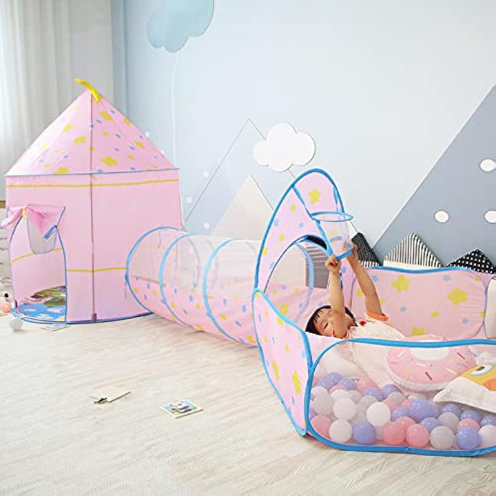 Benebomo Spielzelt mit Tunnel, 3 in 1 Spielzelt, bällebad mit Tunnel,krabbeltunnel mit Zelt,Gartensp