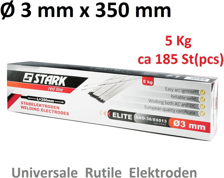 STARK Rutile Allround-Schweisselektrode - 3 x 350 mm - 5 kg/ca. 185 Stück - universale Stabelektrode