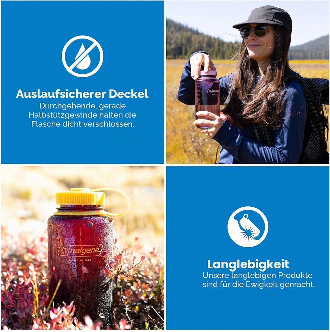 Nalgene WH Sustain Trinkflaschen Rot 1 L Rot Wasserflasche, Rot Wasserflasche